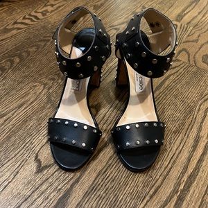 Jimmy Choo black studded heeled sandals